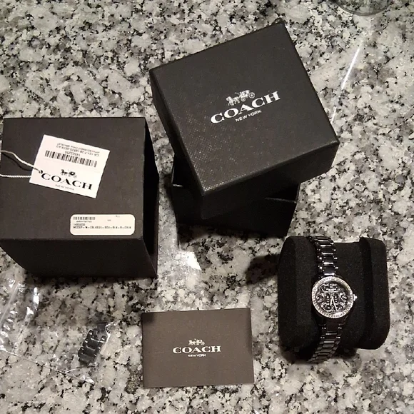 Coach Crystal-Accent Black Ceramic Bracelet Watch
